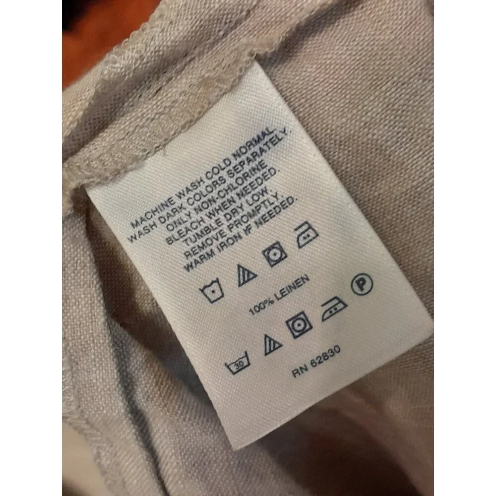 Lands End Linen Quiet Luxury Coastal Minimalist Vacation Size 18 Maxi Dress Tan - Picture 6 of 8